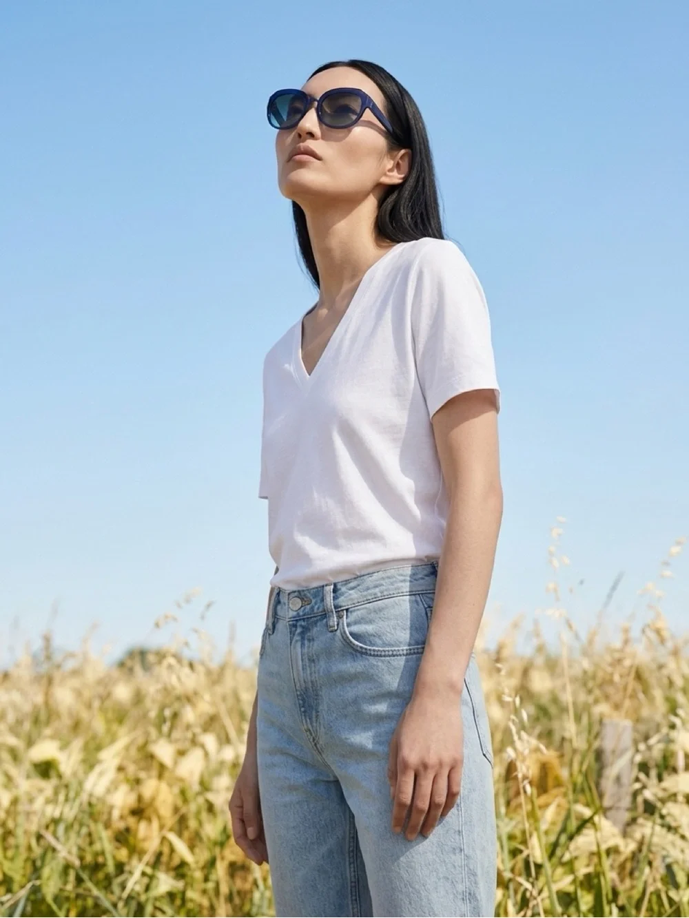 Tory Burch Blue Round Frame Women's Sunglasses
